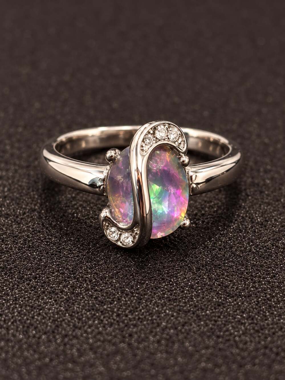Opal Zircon Ring